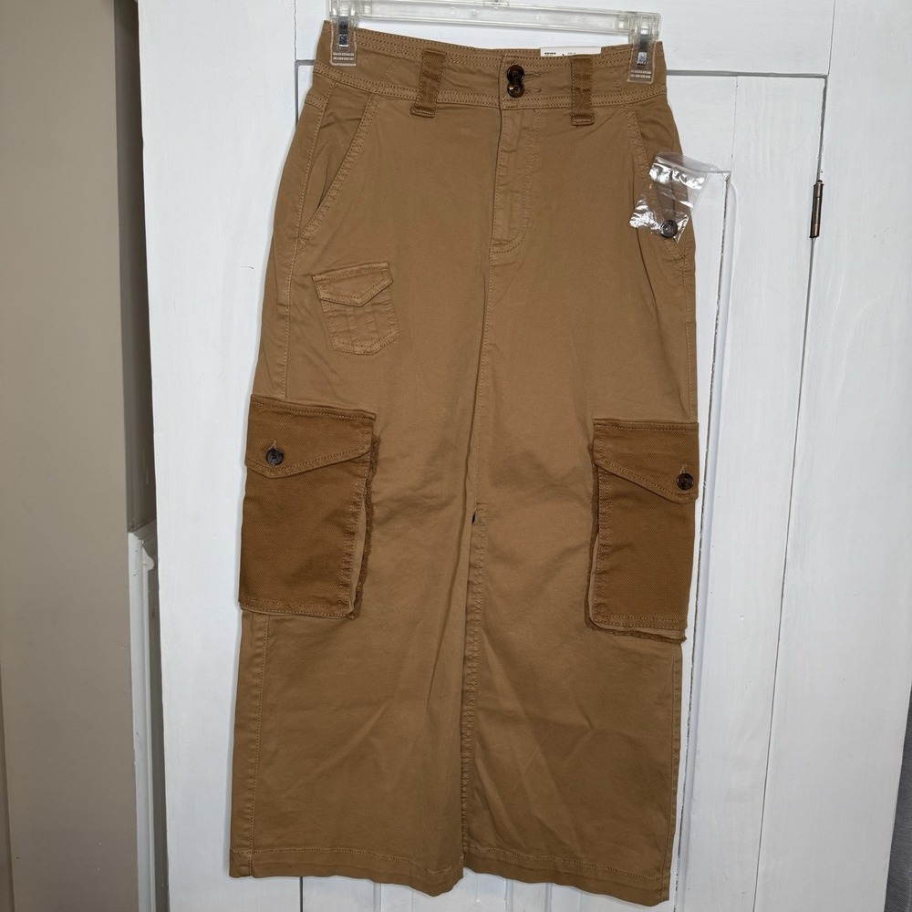 NEW SO Juniors Size XS Brown Tan Cargo Straight Madi Skirt Pockets Cotton NWT - Picture 5 of 11